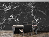 3 Boyutlu Siyah Mermer Desenli Duvar Kağıdı