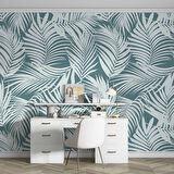 Yeşil Beyaz Yaprak Temalı Duvar Kağıdı