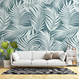 Yeşil Beyaz Yaprak Temalı Duvar Kağıdı