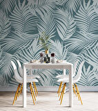 Yeşil Beyaz Yaprak Temalı Duvar Kağıdı