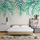 Yeşil Sarkan Yaprak Desenli Duvar Kağıdı