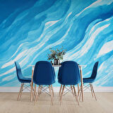 Mavi Dalgalı Boya Temalı Duvar Kağıdı