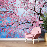 Gökyüzü ve Pembe Ağaç Manzaralı Duvar Kağıdı