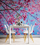 Gökyüzü ve Pembe Çiçekli Ağaç Manzaralı Duvar Kağıdı