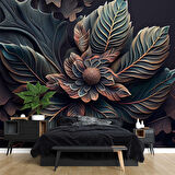 3 Boyutlu Yaprak Desenli Duvar Kağıdı