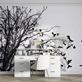 Gökyüzü Ağaç ve Kuş Manzaralı Duvar Kağıdı