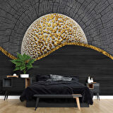 Yanmış Ağaç ve Altın Desenli Duvar Kağıdı