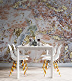 3 Boyutlu Pembe Altın Mermer Desenli Duvar Kağıdı