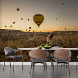 Günbatımı ve Sıcak Hava Balon Manzaralı Duvar Kağıdı