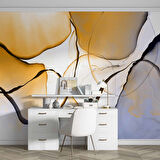 Turuncu Mavi Boya Desenli Duvar Kağıdı