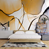 Turuncu Mavi Boya Desenli Duvar Kağıdı