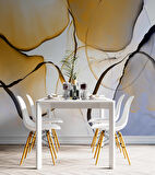 Turuncu Mavi Boya Desenli Duvar Kağıdı