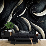 3 Boyutlu Siyah Desenli Duvar Kağıdı