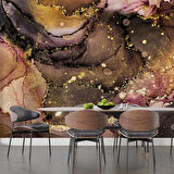 3 Boyutlu Altın Sim Mermer Desenli Duvar Kağıdı