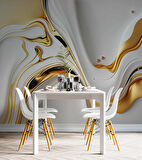 3 Boyutlu Beyaz Altın Boya Desenli Duvar Kağıdı