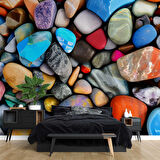 3 Boyutlu Renkli Taş Desenli Duvar Kağıdı