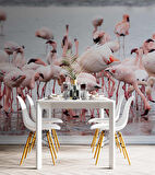 Deniz ve Pembe Flamingo Manzaları Duvar Kağıdı
