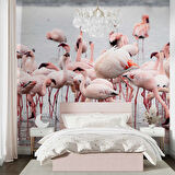 Deniz ve Pembe Flamingo Manzaları Duvar Kağıdı