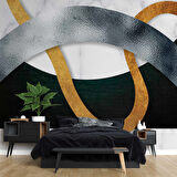 3 Boyutlu Siyah Geometri Desenli Duvar Kağıdı