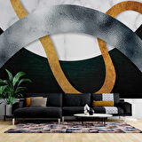 3 Boyutlu Siyah Geometri Desenli Duvar Kağıdı