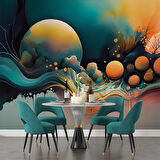 Renkli Sanatsal Çizim Duvar Kağıdı