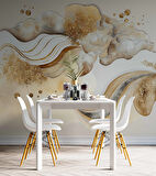 3 Boyutlu Altın Desenli Duvar Kağıdı