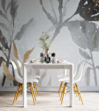 Siyah Yaprak Boyama Desenli Duvar Kağıdı