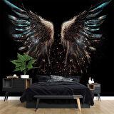 Altın Ve Mavi Kanat Desenli Duvar Kağıdı