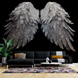 3 Boyutlu Gümüş Simli Kanat Desenli Duvar Kağıdı