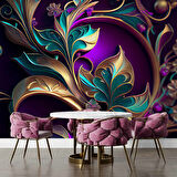 3 Boyutlu Renkli Çiçek Desenli Duvar Kağıdı