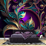 3 Boyutlu Renkli Çiçek Desenli Duvar Kağıdı