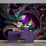 3 Boyutlu Renkli Çiçek Desenli Duvar Kağıdı