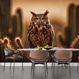 Çöl ve Baykuş Manzaralı Duvar Kağıdı