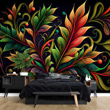 3 Boyutlu Renkli Yaprak Desenli Duvar Kağıdı