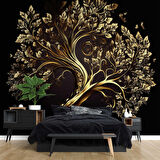 Altın Ağaç Desenli Duvar Kağıdı