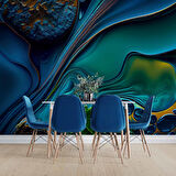 3 Boyutlu Lacivert Desenli Duvar Kağıdı