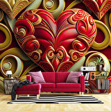 3 Boyutlu Kalp Desenli Duvar Kağıdı