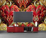 3 Boyutlu Kalp Desenli Duvar Kağıdı