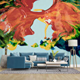 Renkli Yağlıboya Desenli Duvar Kağıdı