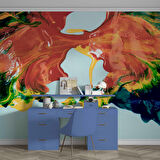 Renkli Yağlıboya Desenli Duvar Kağıdı