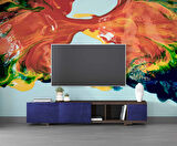 Renkli Yağlıboya Desenli Duvar Kağıdı