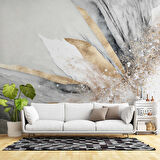 Altın Simli Açık Mermer Desenli Duvar Kağıdı