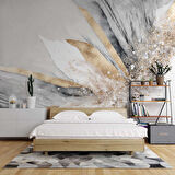 Altın Simli Açık Mermer Desenli Duvar Kağıdı
