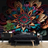 3 Boyutlu Rengarenk Çiçek Desenli Duvar Kağıdı