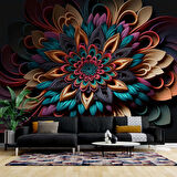 3 Boyutlu Rengarenk Çiçek Desenli Duvar Kağıdı