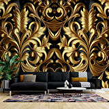 3 Boyutlu Altın Yaprak Temalı Duvar Kağıdı