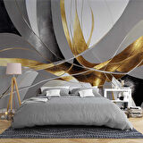 3 Boyutlu Altın Gümüş Desenli Duvar Kağıdı