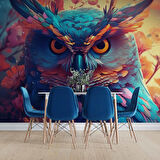 Renkli Baykuş Desenli Duvar Kağıdı