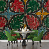 Renkli Ağaç Boyama Desenli Duvar Kağıdı