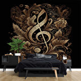 Altın Sol Anahtarı Desenli Duvar Kağıdı